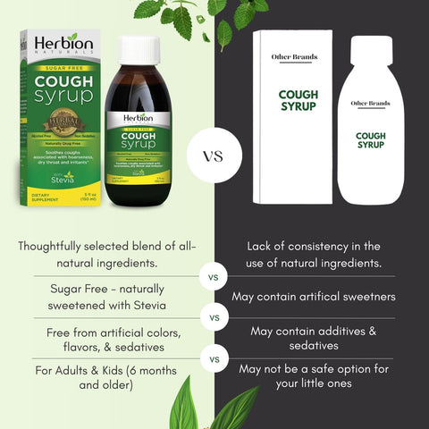 Herbion Sugar Free Cough Syrup offers a natural, herbal alternative for adults and children.