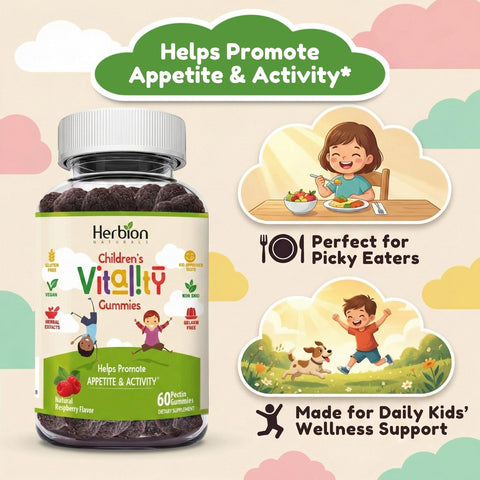 Herbion Children's Vitality Gummies helps promote growth, appetite, and activity in children.