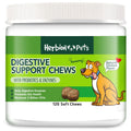 A bottle of Herbion Digestive Support Dog Chews with probiotics, digestive enzymes, and natural chicken flavor for dogs