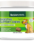A bottle of Herbion Digestive Support Dog Chews with probiotics, digestive enzymes, and natural chicken flavor for dogs