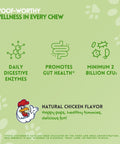 Herbion Digestive Support Dog Chews promotes gut health with daily digestive enzymes and a minimum 2 Billion CFUs of probiotics per chew