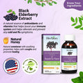 Herbion Elderberry Syrup contains black elderberry extract, natural honey, and natural raspberry flavor