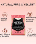 Herbion Himalayan Pink Salt Pouch is of supreme quality, purest form of salt on earth, and triple-washed in spring water. It contains 84 nutritional elements and minerals. 