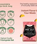 Herbion Himalayan Pink Salt Pouch: 100% Natural, Non-GMO, Kosher Certified, Fine Grain, No Additive, and Natural Hue
