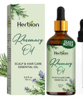 Herbion Naturals Rosemary Oil in glass bottle with dropper – with six other essential oils for hair growth, scalp stimulation, and aromatherapy