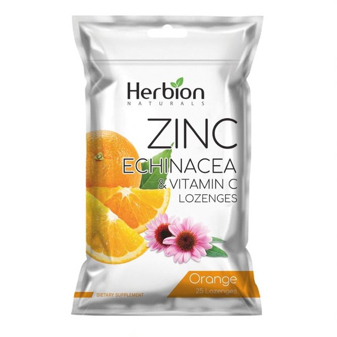 Herbion Naturals Zinc, Echinacea & Vitamin C Lozenges Orange